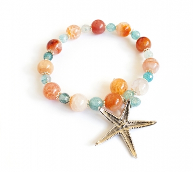 Браслет Ester Bijoux с натуральными камнями и морской звездой в серебре
