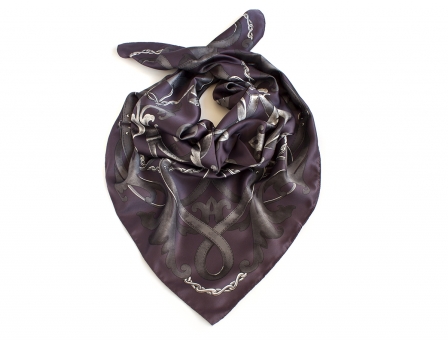 Платок с классическим принтом цвета баклажан Fattorseta 90 см х 90 см